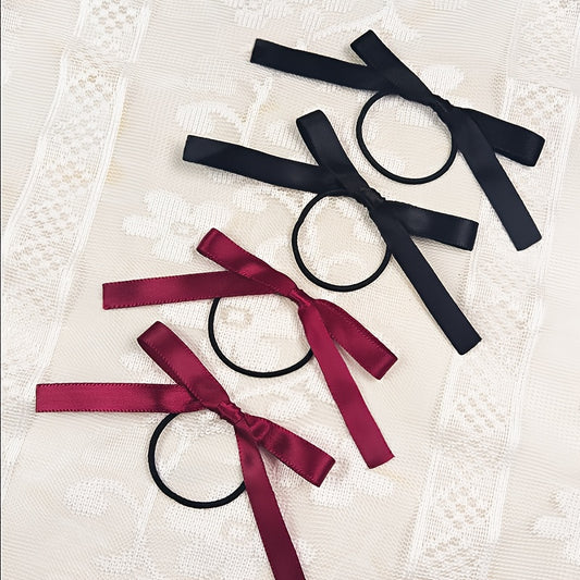 2pcs of Fashionable, Sweet, and Cute Bow Hair Ties, Versatile Burgundy and Black Bow Hair Ties, Suitable for Daily Wear as Hair Accessories