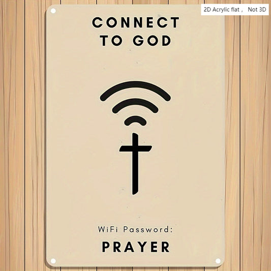 2D Flat, Connected to God" Christian Wooden Wall Art - WiFi Prayer Design, Suitable for Home, Hotel, Bar, Cafe Multifunctional Decoration, 2D Flat Christmas decorations