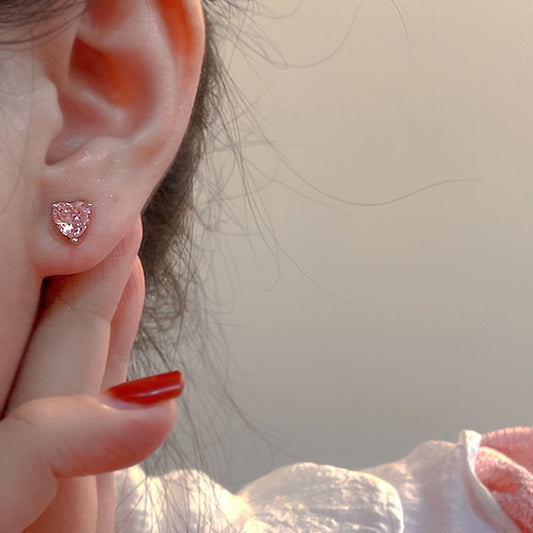 NEW 1 Pair, Simple and Cute Pink Heart Earrings, High-Quality Jewelry, Upgraded Sweet Earrings, Premium Decorative Earrings, Suitable for Daily Wear, Black Friday, Christmas, New Year, and Valentine's Day, Wedding Season Accessories, Perfect Gift