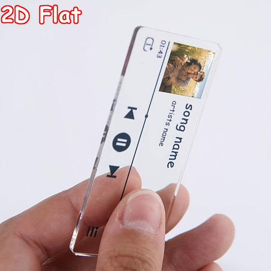 2D Flat, Customized 2D Flat Car Key Decorations, Customized Acrylic Music Player Keychains Can Be Personalized with Photos and Text for Individualization. They Are Suitable for Couples, Families and Friends and Are Excellent Choices as Holiday