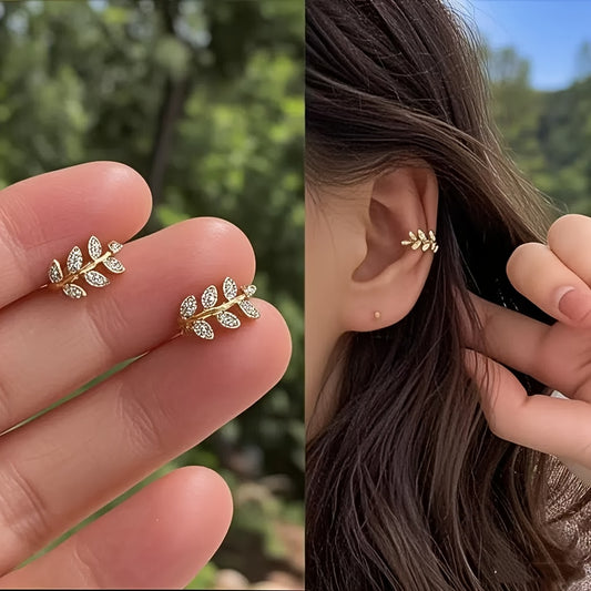 Explosive Delicate Leave Earstuds, Delicate and Simple, Leaves Ear Bone Clips, No Piercings, Ear Clips, Adjustable Earrings, Super Fairy Forest High-end Earrings