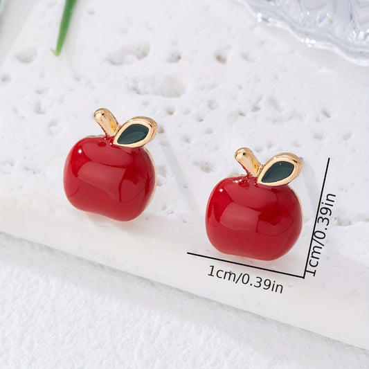 Trendy Creative Red Apple Earrings from Europe And America
