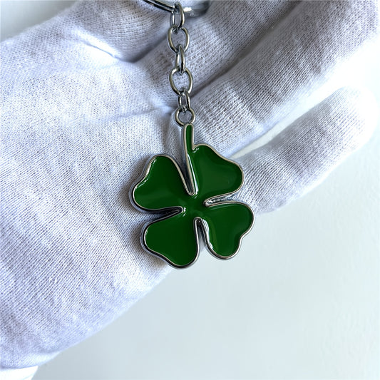 Stylish Green Four-Leaf Clover Keychain - Durable Zinc Alloy, Perfect for Car Keys & Accessories, Good Luck Charm, Keychain Accessory | Stylish Keychain | Durable Zinc Alloy