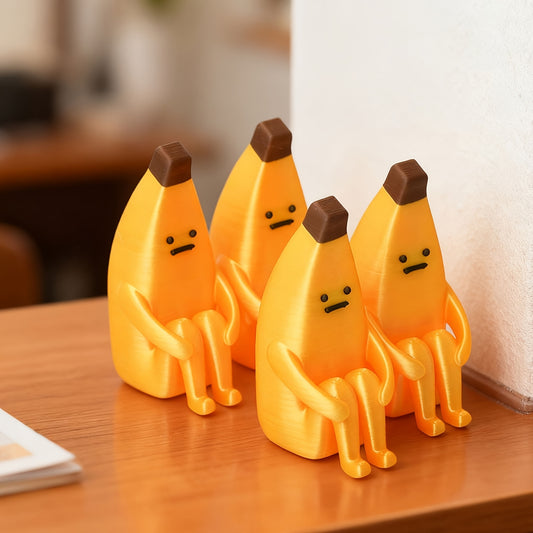 Anxiety Banana Model - Collectible Figure with Expressive Eyes and Mouth, Durable Plastic Desktop Decoration, Suitable for Home, Office, Car - No Electricity Required, Perfect Halloween, Christmas, Easter Holiday and Birthday Gift, Banana Ornament