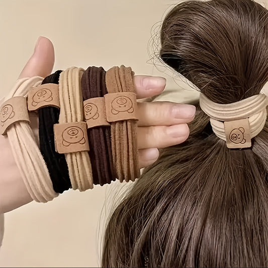 Random Mixing3/13/23pcs Cute Bear Pattern Hair Additions, Soft High Elasticity Hair Ties, Easy Versatile Ponytail Hair Ropes, Fashionable Cute Fabric Hair Additions, Suitable for And Women