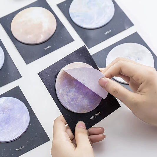 30 Sheets Per Book, 1/6pcs Planet Series Sticky Note Pads - Creative Celestial Body Memo Pad Set for Messages And Notes, Paper Material with Assorted Outer Space Designs - No Feathers