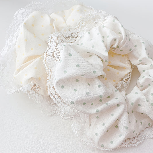 1/3pcs Sweet Lace-Trimmed Polka Dot Print Ponytail Holder, Elegant Sweet Fairy-Style Hair Tie, Versatile Korean-Style Durable Hair Elastic, Women's Hair Accessory, Valentine's Day Hair Accessory
