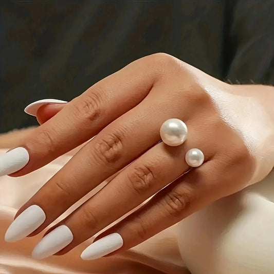 European And American Style Easy Imitation Pearl Ring Opening Adjustable Elegant Versatile Finger Jewelry