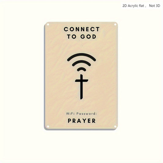 2D Flat, Connected to God" Christian Wooden Wall Art - WiFi Prayer Design, Suitable for Home, Hotel, Bar, Cafe Multifunctional Decoration, 2D Flat Christmas decorations
