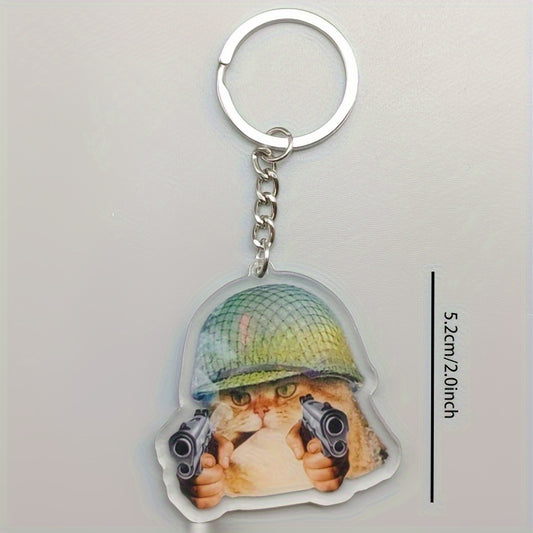 2D Flat, 2D Flat 1pc Key Chain Mobile Phone Charm Car pendant cute cat vomit meme dog with red mask meme black cat screaming meme cat in war meme gift for friend