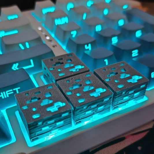 3-Pack Pixel Style Mineral Keycaps -- Translucent Keycaps for Mechanical Keyboards / Suitable for Various Keyboards | Exquisite Gift, Birthday Present