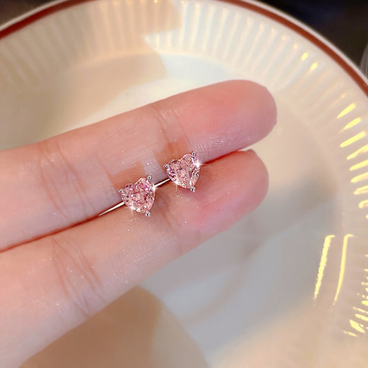 NEW 1 Pair, Simple and Cute Pink Heart Earrings, High-Quality Jewelry, Upgraded Sweet Earrings, Premium Decorative Earrings, Suitable for Daily Wear, Black Friday, Christmas, New Year, and Valentine's Day, Wedding Season Accessories, Perfect Gift