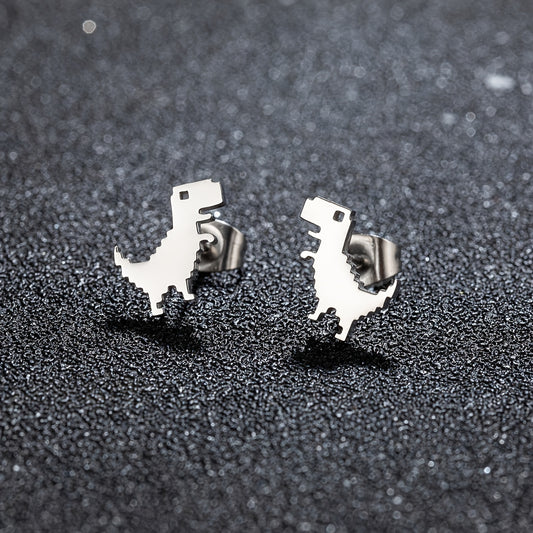 1-4 Pair New Fashion Minimalist Cute Female Stainless Steel Mini Dinosaur Stud Earrings for Jewelry Accessory Gifts