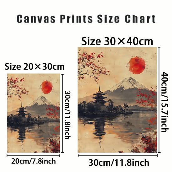 2D Flat, 2D Flat, 1pc of Frameless Artwork Featuring Mount Fuji And a Red Sun Pagoda Scene, Canvas Print Poster in Japanese Style Wall Art Decoration, Suitable for Living Room, Bedroom, Office, Restaurant, And Bar Wall Decor, Printed, Art Piece