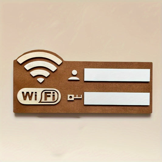 2D Flat, Vintage WiFi Router Sign - No Power Required Password Plaque Suitable for Home Office Cafe Decor, Artificial/Brown Minimalist Suitable for Housewarming or Mother's Day Gift, WiFi Password Reminder Board, 2D Flat