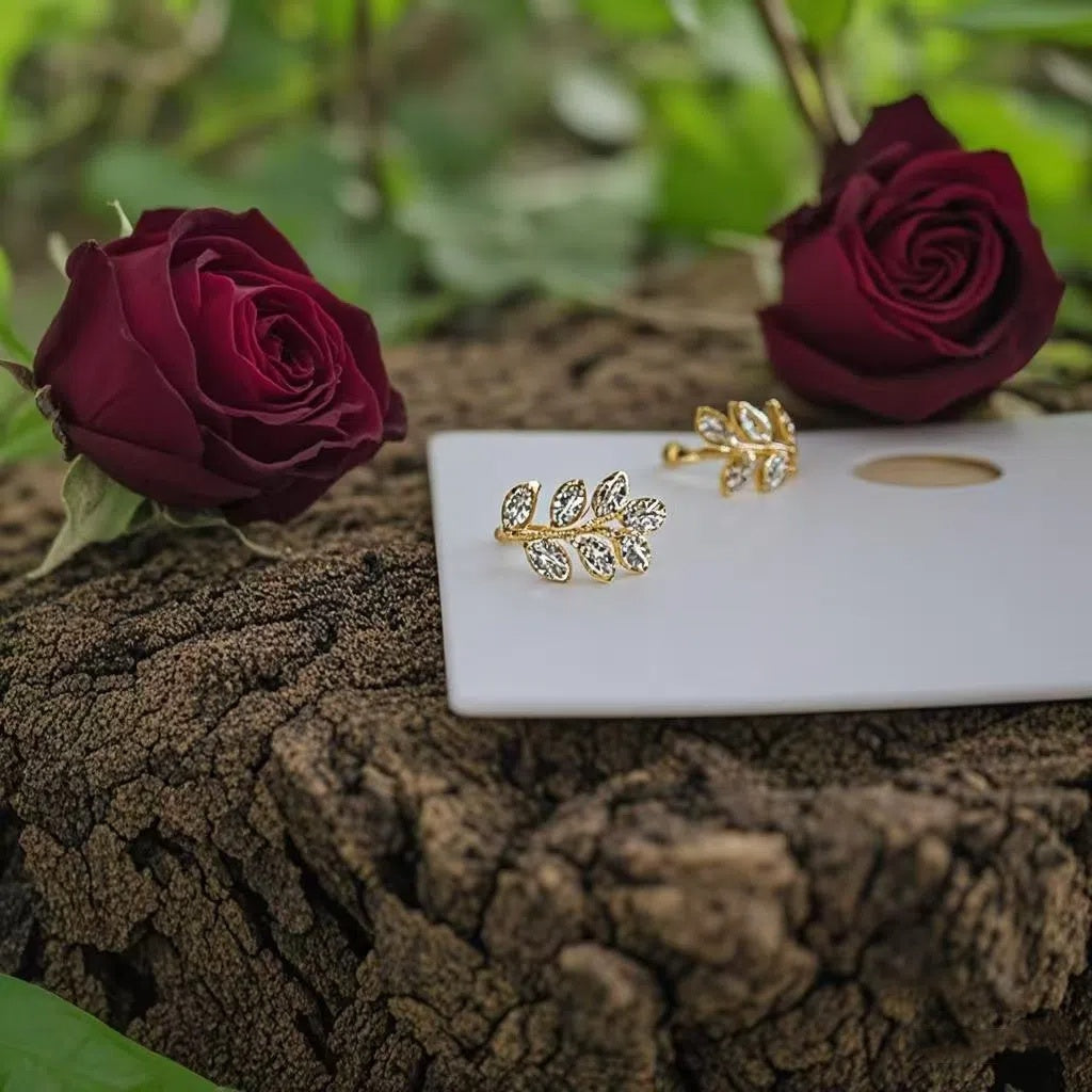 Explosive Delicate Leave Earstuds, Delicate and Simple, Leaves Ear Bone Clips, No Piercings, Ear Clips, Adjustable Earrings, Super Fairy Forest High-end Earrings