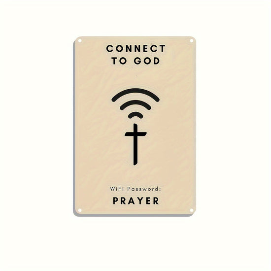 2D Flat, Connected to God" Christian Wooden Wall Art - WiFi Prayer Design, Suitable for Home, Hotel, Bar, Cafe Multifunctional Decoration, 2D Flat Christmas decorations