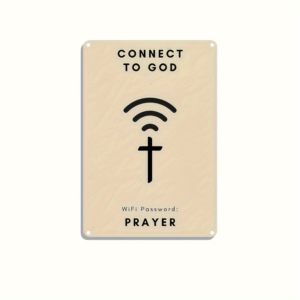 2D Flat, Connected to God" Christian Wooden Wall Art - WiFi Prayer Design, Suitable for Home, Hotel, Bar, Cafe Multifunctional Decoration, 2D Flat Christmas decorations