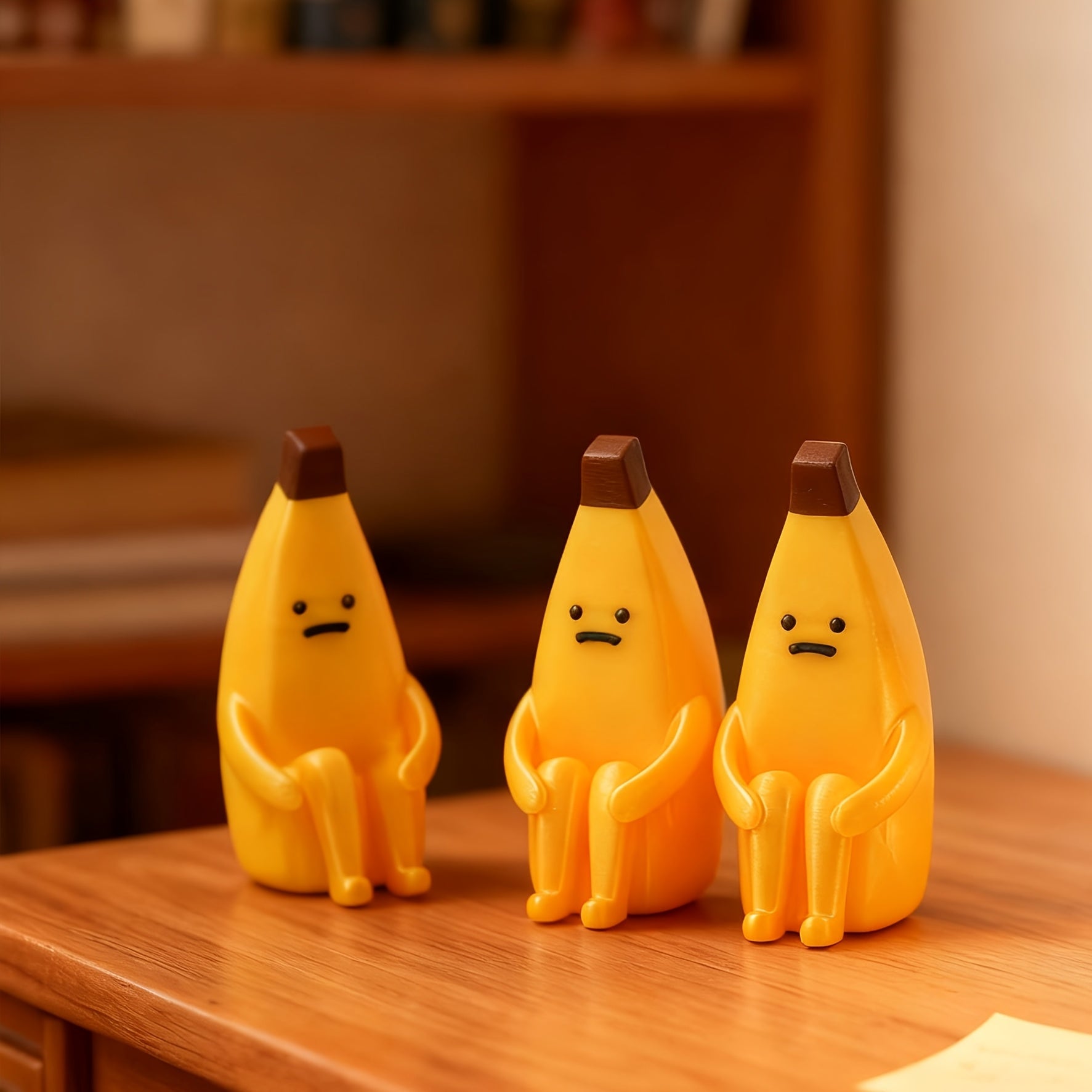 Anxiety Banana Model - Collectible Figure with Expressive Eyes and Mouth, Durable Plastic Desktop Decoration, Suitable for Home, Office, Car - No Electricity Required, Perfect Halloween, Christmas, Easter Holiday and Birthday Gift, Banana Ornament