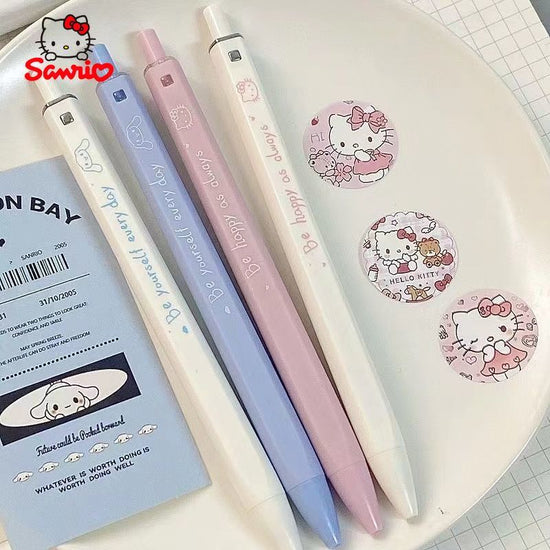 Officially Licensed Sanrio Hello Kitty Cartoon Character Cute Creative Square Tip Pen Student Exam Essentials Cinnamoroll Pressure-Sensitive Refills Gel Pen Write Smoothly Quick Drying 0.5Mm Black Pen