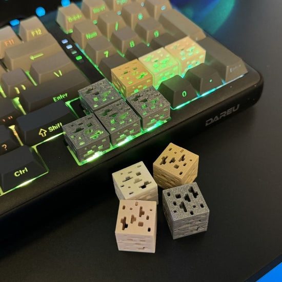 3-Pack Pixel Style Mineral Keycaps -- Translucent Keycaps for Mechanical Keyboards / Suitable for Various Keyboards | Exquisite Gift, Birthday Present