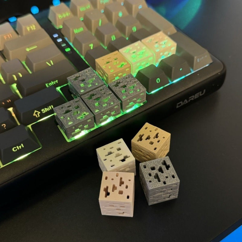 3-Pack Pixel Style Mineral Keycaps -- Translucent Keycaps for Mechanical Keyboards / Suitable for Various Keyboards | Exquisite Gift, Birthday Present