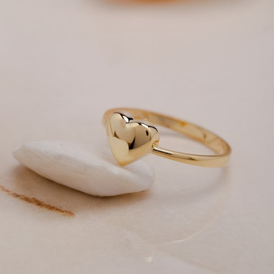1pc Women'S Engagement Ring Fashion Easy Golden Alloy Heart Decoration Ring Wedding Engagement Anniversary Party Jewelry Valentine'S Day Birthday Gift