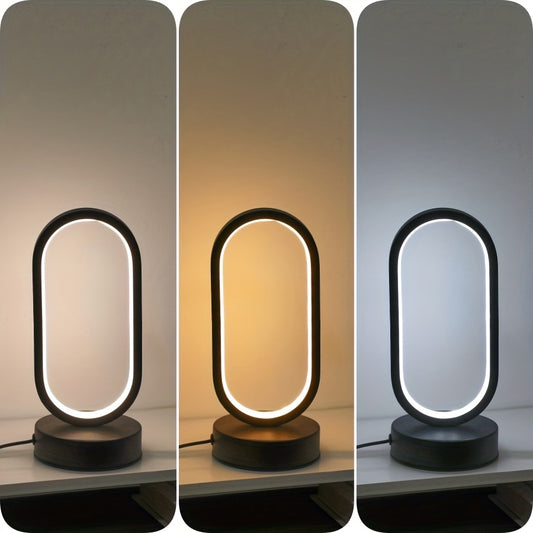 1pc AHFECTNY Modern Mini Table Lamp USB- with Dimmable 3-Color Adjustable, USB- Desk Lamp Suitable for Bedside, Office, Plug-in with Warm / /Neutral