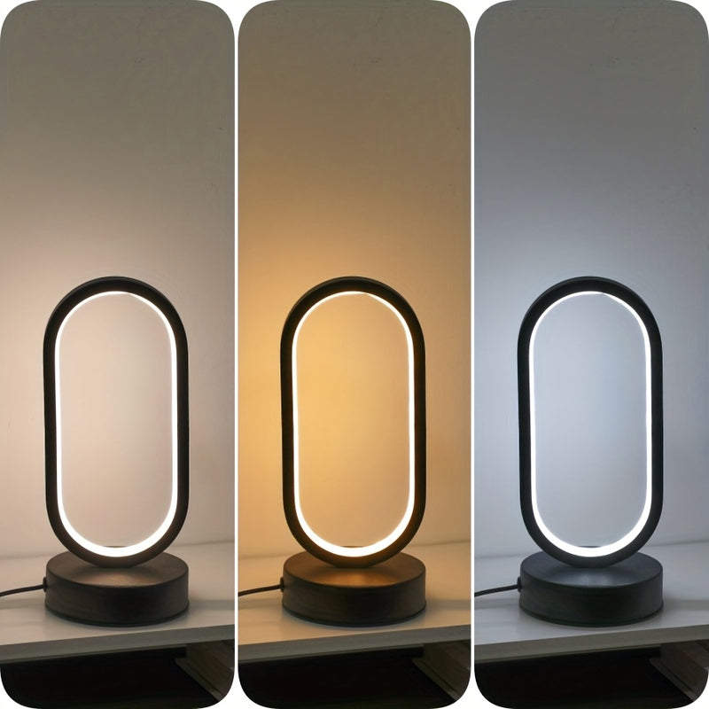 1pc AHFECTNY Modern Mini Table Lamp USB- with Dimmable 3-Color Adjustable, USB- Desk Lamp Suitable for Bedside, Office, Plug-in with Warm / /Neutral