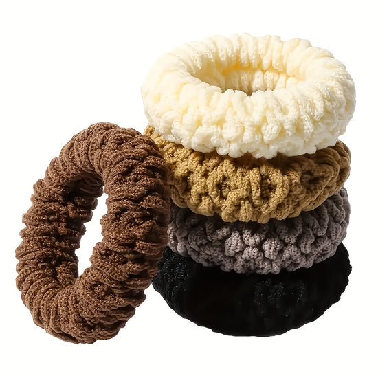 10-60-110-120pcs Thickened Hair Ties - High Elasticity Durable Hair Bands, Wide Hair Ties Suitable for Ponytails And Buns, Retro Minimalist Design, 10 Different Colors (Black/Beige/White/Brown/)
