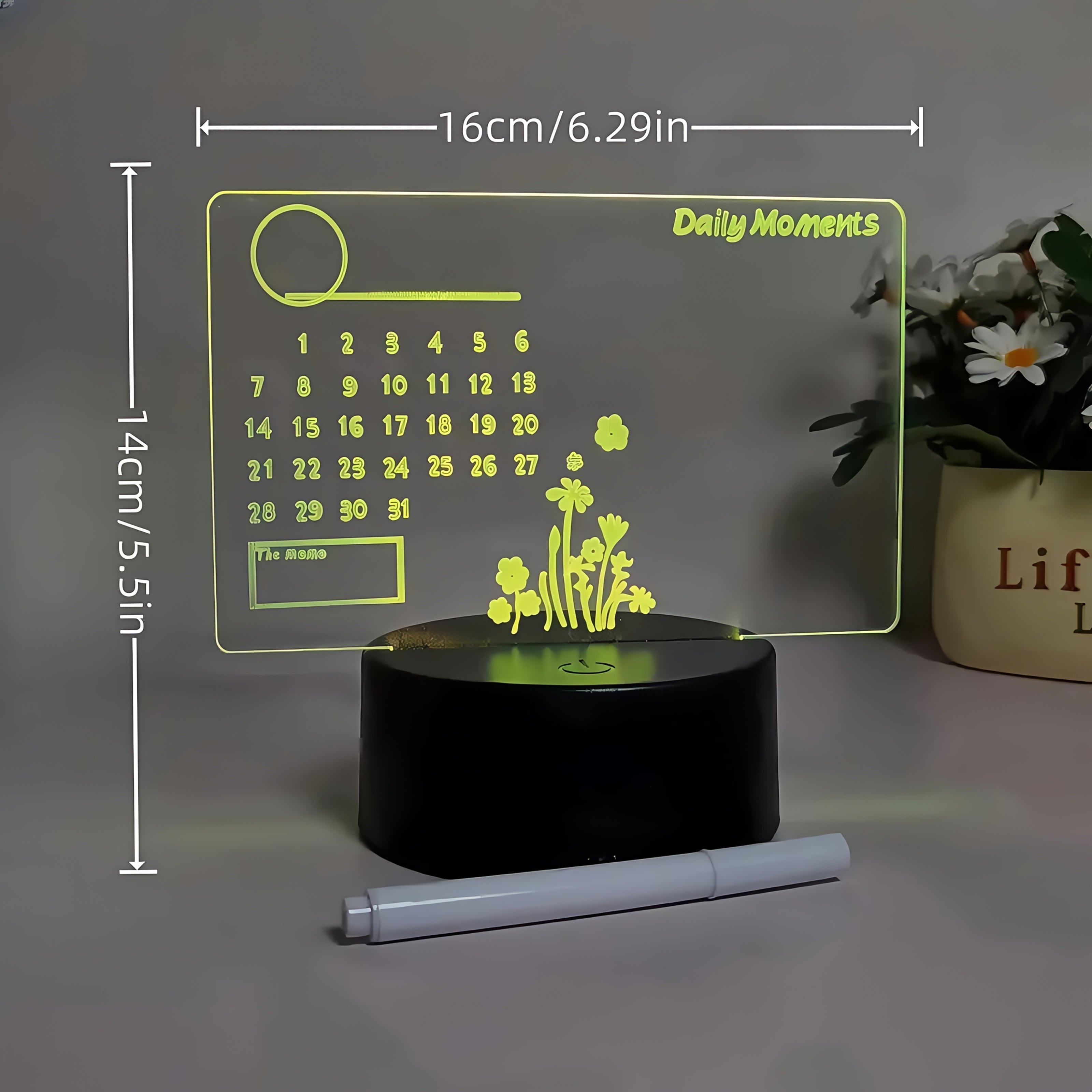 1pc DIY Calendar Message Board LED Night Light, USB Plug-in Ambient Lamp, DIY Writing Board USB Light, 7 Warm Colors with Two Light Modes, Suitable for Bedroom, Study, Bar, etc., Birthday Gift, Holiday Gift, Party Decoration, 3 Sizes Available, USB