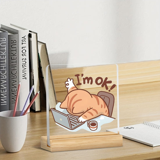[2D Flat] [2D Flat] 1pc, Acrylic Desktop Decoration, I'M Fine, an Interesting Desktop Ornament, The Best Gift for Colleagues And Leaders, Birthday Present