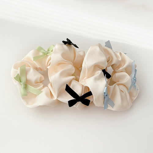1/2pcs New Sweet Bow Black/White Combination Scrunchies, Temperament Satin Hair Rope Scrunchies Hair Additions, Elegant Fashion Hair Additions, Suitable for Daily Wear, Hair Additions, Hair Tie, Hair Rope, Ponytail Headwear Elastic Hair Band