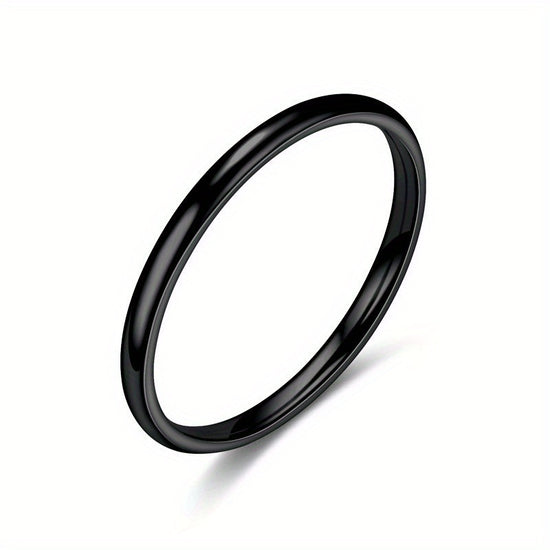 1pc 2MM Smooth Spherical Ring, Easy And Fashionable, Comfortable to Wear, Great Gift - Black / 12