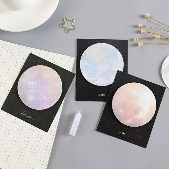 30 Sheets Per Book, 1/6pcs Planet Series Sticky Note Pads - Creative Celestial Body Memo Pad Set for Messages And Notes, Paper Material with Assorted Outer Space Designs - No Feathers