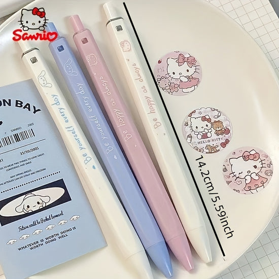 Officially Licensed Sanrio Hello Kitty Cartoon Character Cute Creative Square Tip Pen Student Exam Essentials Cinnamoroll Pressure-Sensitive Refills Gel Pen Write Smoothly Quick Drying 0.5Mm Black Pen