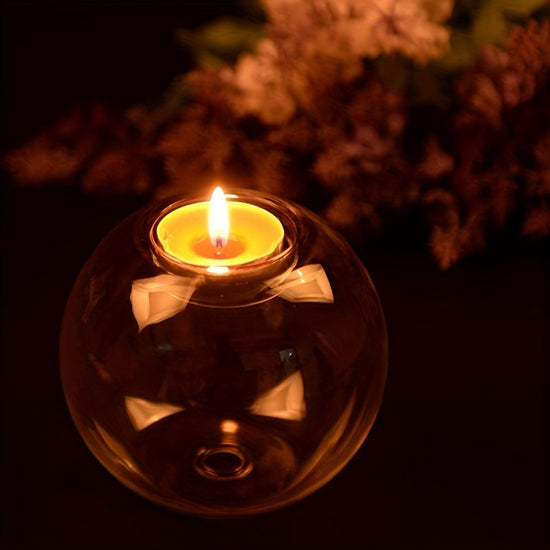 Elegant European-Style Glass Candle Holder with Metallic Base - Perfect for Romantic Weddings, Anniversaries & Date Nights | Ideal for Home Decor & Tabletop Ambiance, Candle Holder Decor, Christmas, Halloween