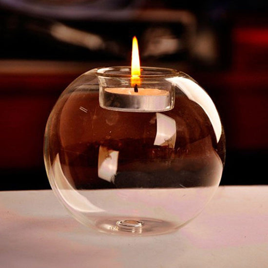Elegant European-Style Glass Candle Holder with Metallic Base - Perfect for Romantic Weddings, Anniversaries & Date Nights | Ideal for Home Decor & Tabletop Ambiance, Candle Holder Decor, Christmas, Halloween