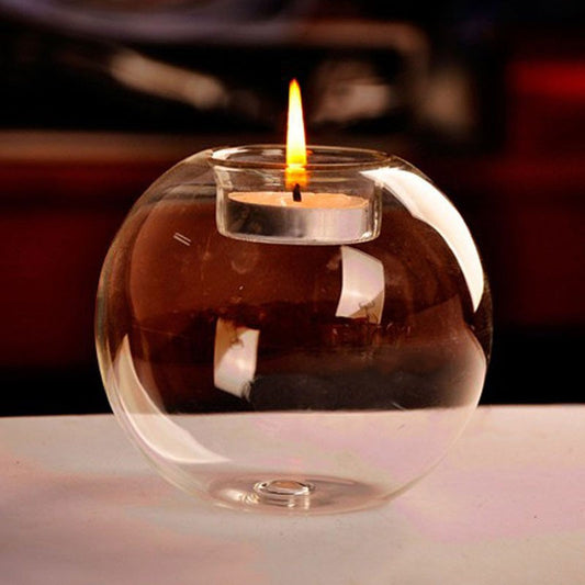 Elegant European-Style Glass Candle Holder with Metallic Base - Perfect for Romantic Weddings, Anniversaries & Date Nights | Ideal for Home Decor & Tabletop Ambiance, Candle Holder Decor, Christmas, Halloween
