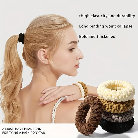 10-60-110-120pcs Thickened Hair Ties - High Elasticity Durable Hair Bands, Wide Hair Ties Suitable for Ponytails And Buns, Retro Minimalist Design, 10 Different Colors (Black/Beige/White/Brown/)