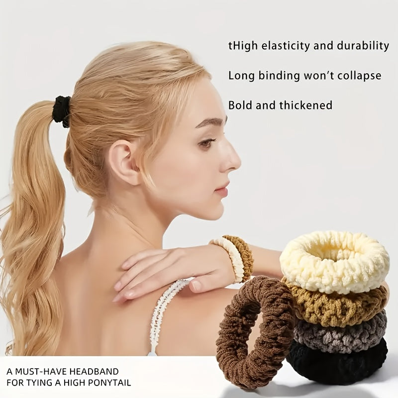 10-60-110-120pcs Thickened Hair Ties - High Elasticity Durable Hair Bands, Wide Hair Ties Suitable for Ponytails And Buns, Retro Minimalist Design, 10 Different Colors (Black/Beige/White/Brown/)