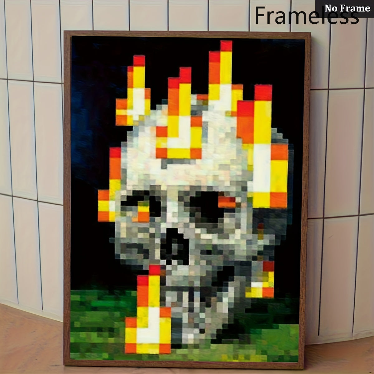 2D Flat, 1pc Large Vertical Retro 8-Bit Pixel Art Poster - Frameless Gothic Suitable for Rooms Suitable for Living Room Suitable for Bedroom Suitable for Bathroom Suitable for Dining Room Suitable for Home Office Decor - Machine-Printed Canvas Wall