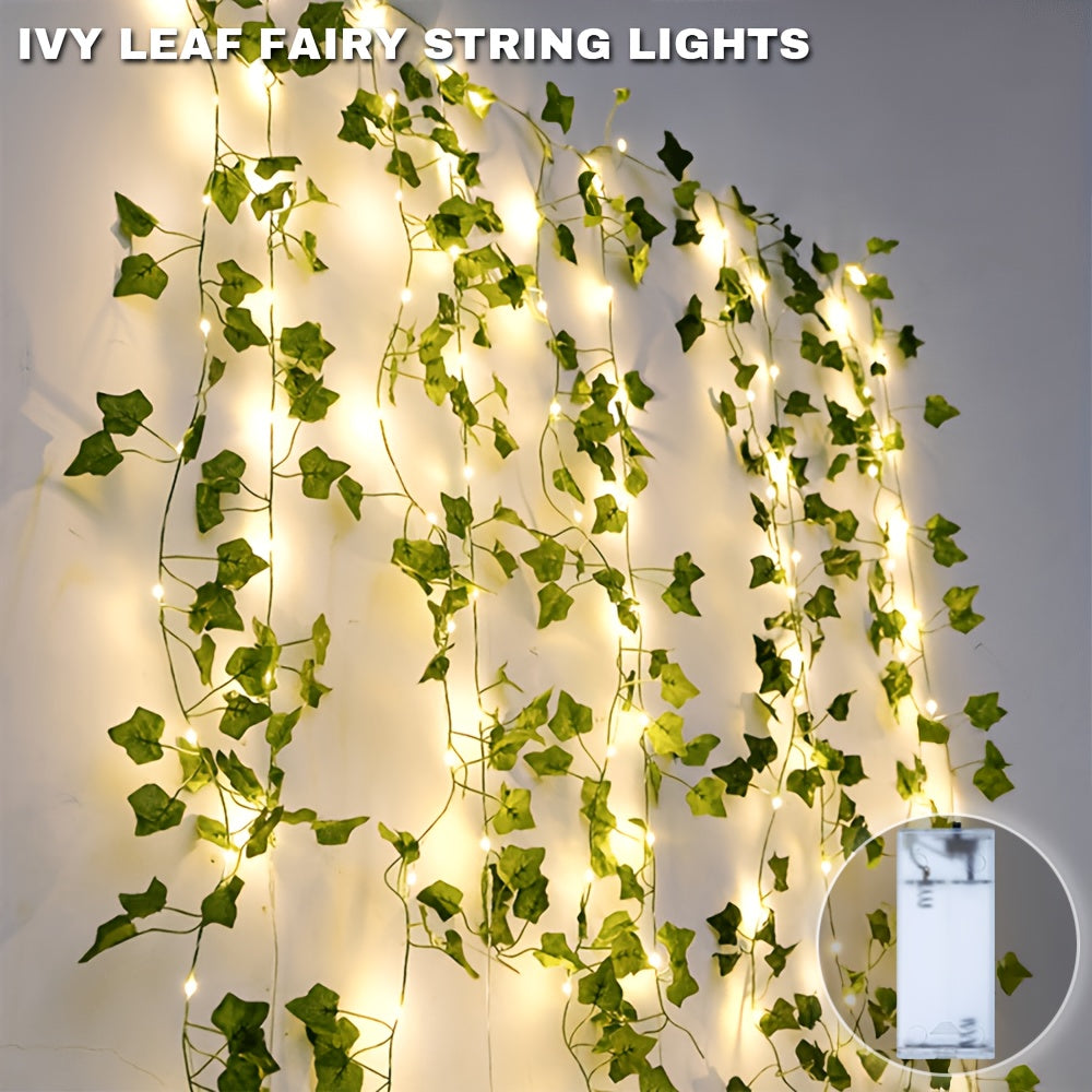 1pc, 200CM/20LED, Artificial Green Ivy String Lights, Vine Fairy Wreath Lights, for Family, Bedroom, Party, New Year, Wedding, Festival, Spring Decorations, Mother'S Day, Valentine'S Day, Wall Decoration, Easter, Battery Not Included