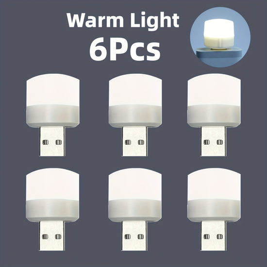 Mini USB Night Light with Warm White Color, Eye-Friendly Reading Lamp, USB Plug for Computer And Power Bank Charging, LED Night Light