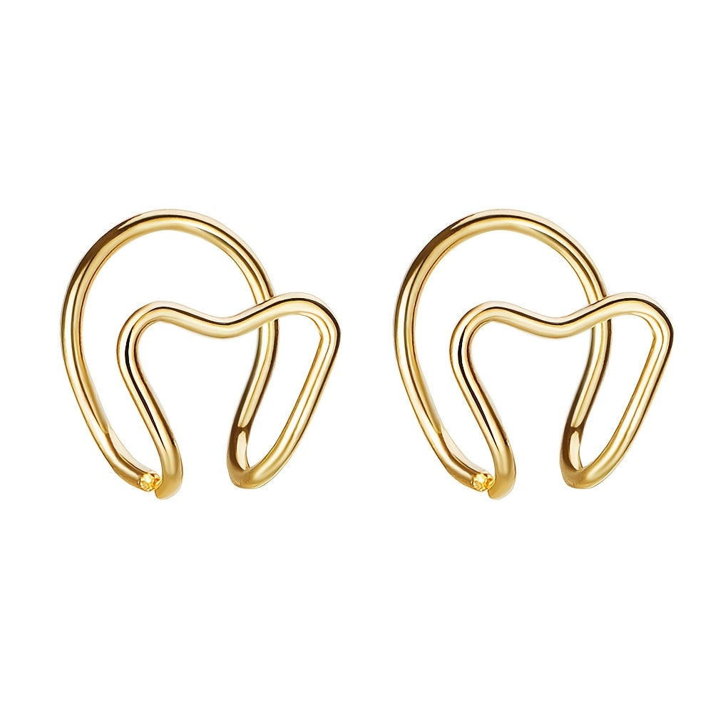 Small Heart-Shaped Clip-On Earrings, 2pcs/1 Pair, Creative, Well-Designed, High-End, Elegant, Simple, Exquisite, Suitable for Dates, Parties, Vacations, and Daily Wear, A Fashionable Earring Gift for Your Girlfriend