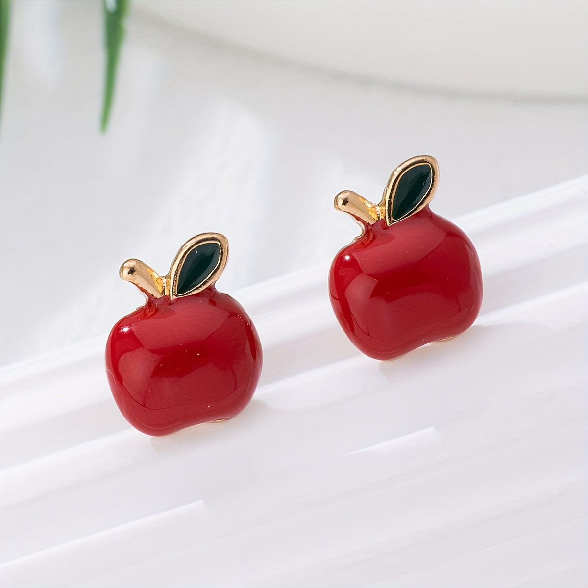 Trendy Creative Red Apple Earrings from Europe And America