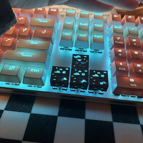 3-Pack Pixel Style Mineral Keycaps -- Translucent Keycaps for Mechanical Keyboards / Suitable for Various Keyboards | Exquisite Gift, Birthday Present
