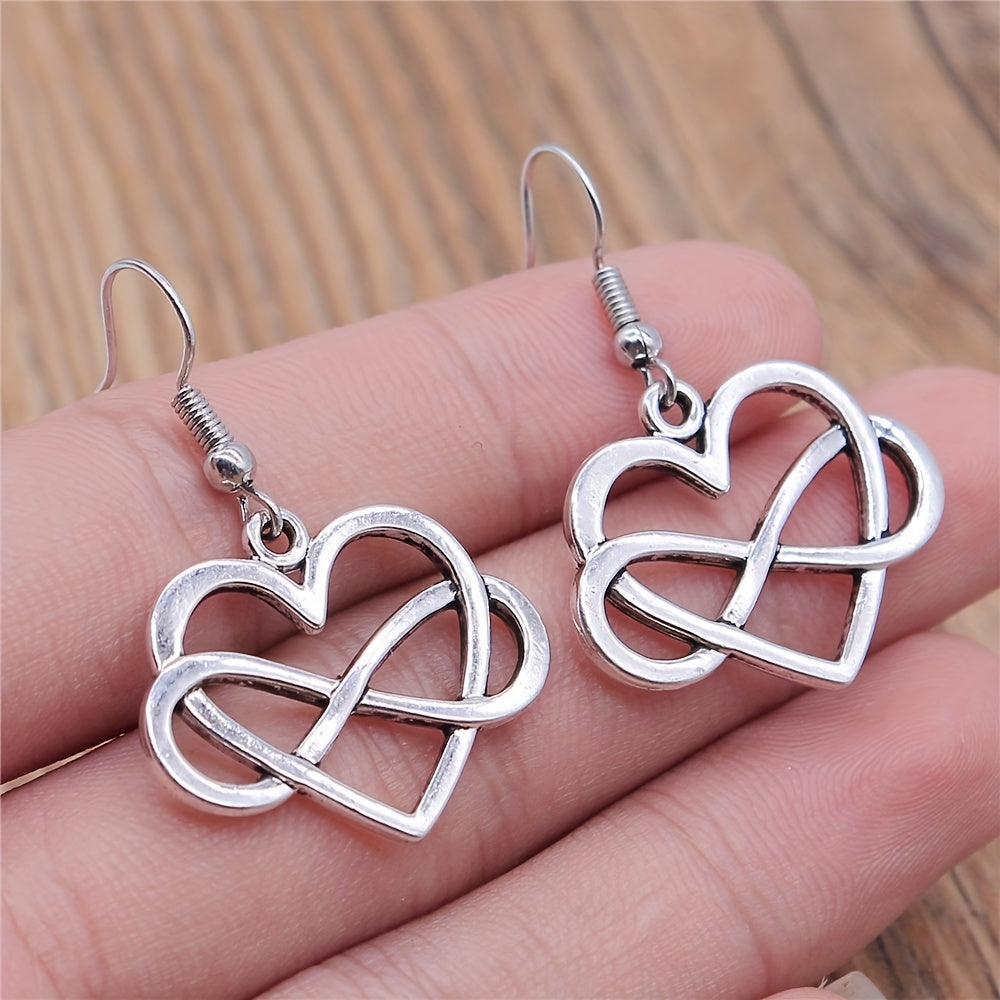 Retro Easy Handmade Jewelry Heart Infinity Symbol Earrings Earring Style Heart Infinite Earrings: Suitable for Daily Wear Or As a Romantic Gift, Suitable for All Seasons