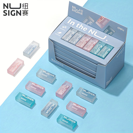 Deli Lovely Eraser for Ins Simplicity Solid Color Eraser Transparent Visible Pencil Eraser Back to School Cute Student Supplies (Color Random)