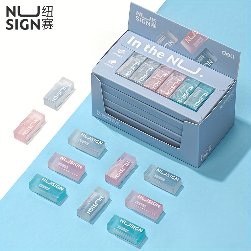 Deli Lovely Eraser for Ins Simplicity Solid Color Eraser Transparent Visible Pencil Eraser Back to School Cute Student Supplies (Color Random)
